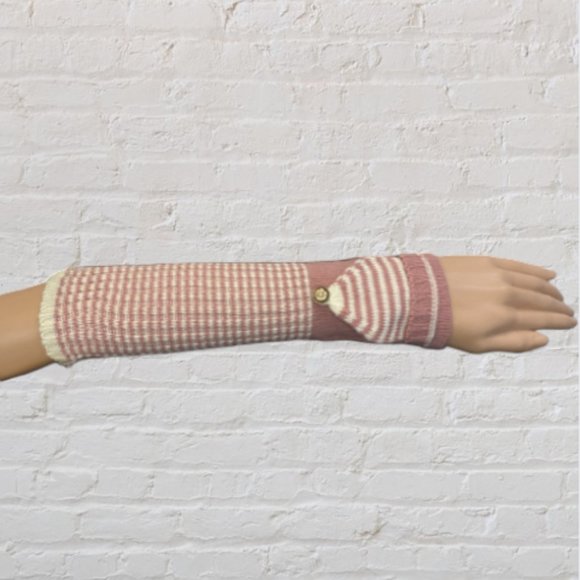 MANTARAY -- Mitten/Gloves, Pink & White Stripe Elbow Length "Hoodie" Gloves, NWT - Picture 9 of 11